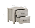 2 Drawers Bedside Table In White Oak