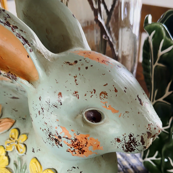 Hand-Painted Floral Meadow Bunny Garden Statue | Indoor/Outdoor